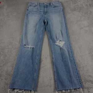 Hudson Jeans Womens‎ 28 Blue Denim High Rise Straight Distressed Frayed